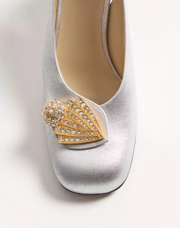 Valentino Adamantine Slingback Pumps In Glitter Fabric 60Mm - Image 3